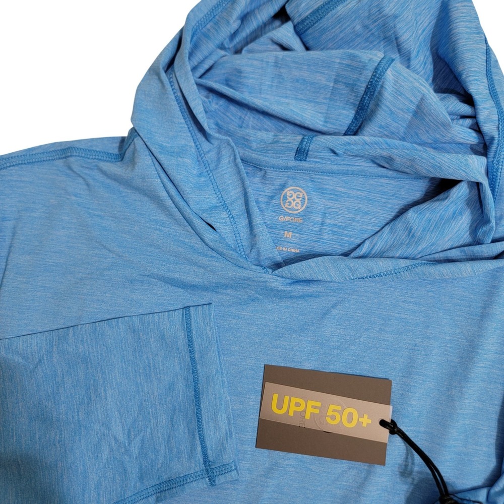 G/FORE Mens MPerformanc Golf Long Sleeve Lightweight Blue Pullover Hoodie UPF 50